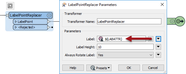 Using a user parameter for the Label parameter